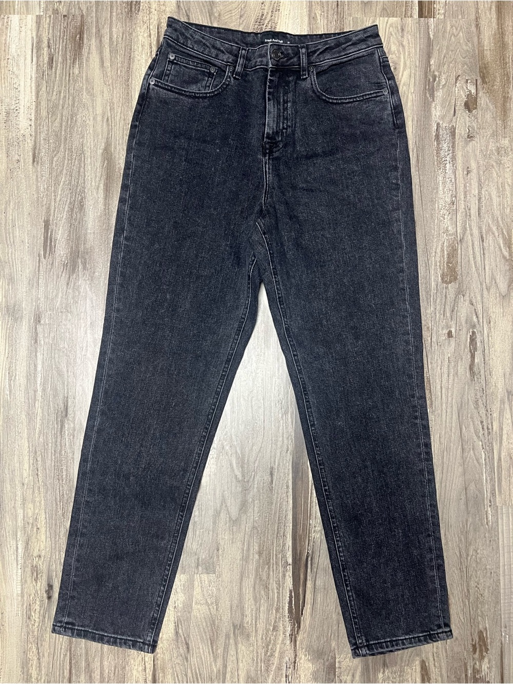 Frank And Oak Stevie Tapered High Rise Jeans Washed Black 29